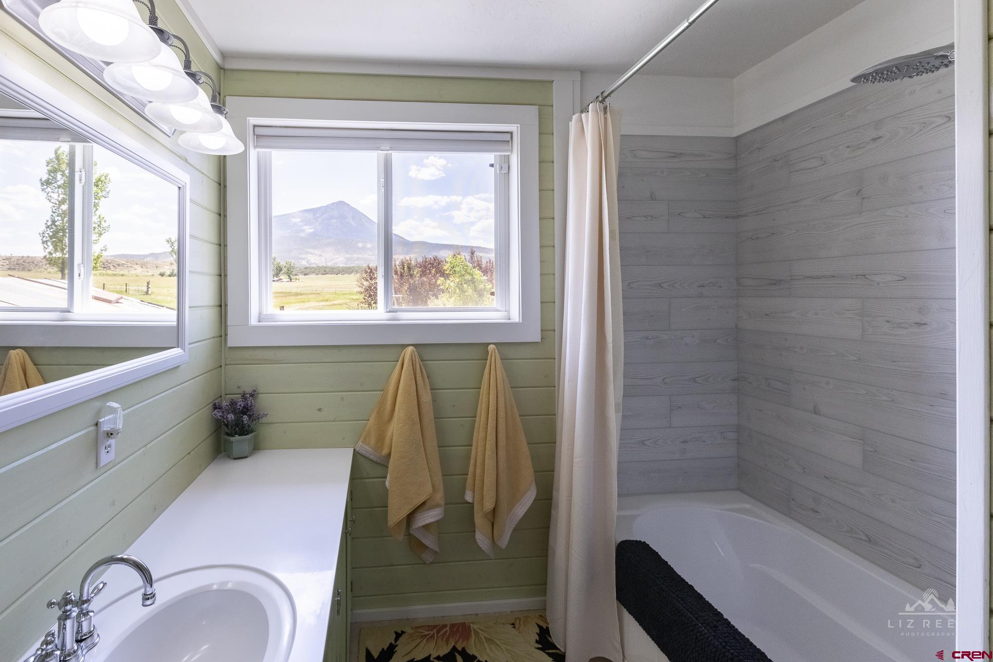 11450 Crawford Road Paonia, CO 81428 - Photo 19 of 41 a bathroom with a granite countertop sink toilet and shower
