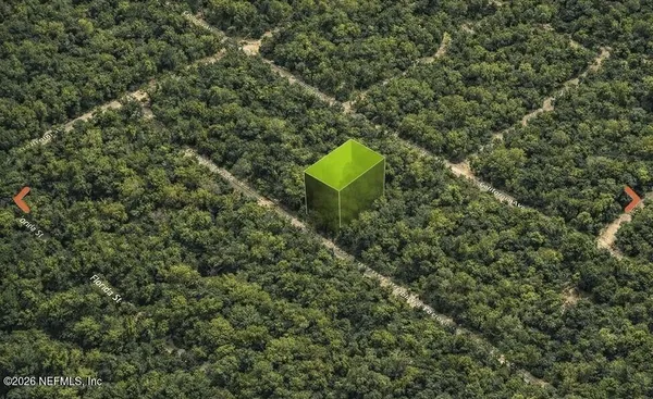 a bird view of a house and a yard