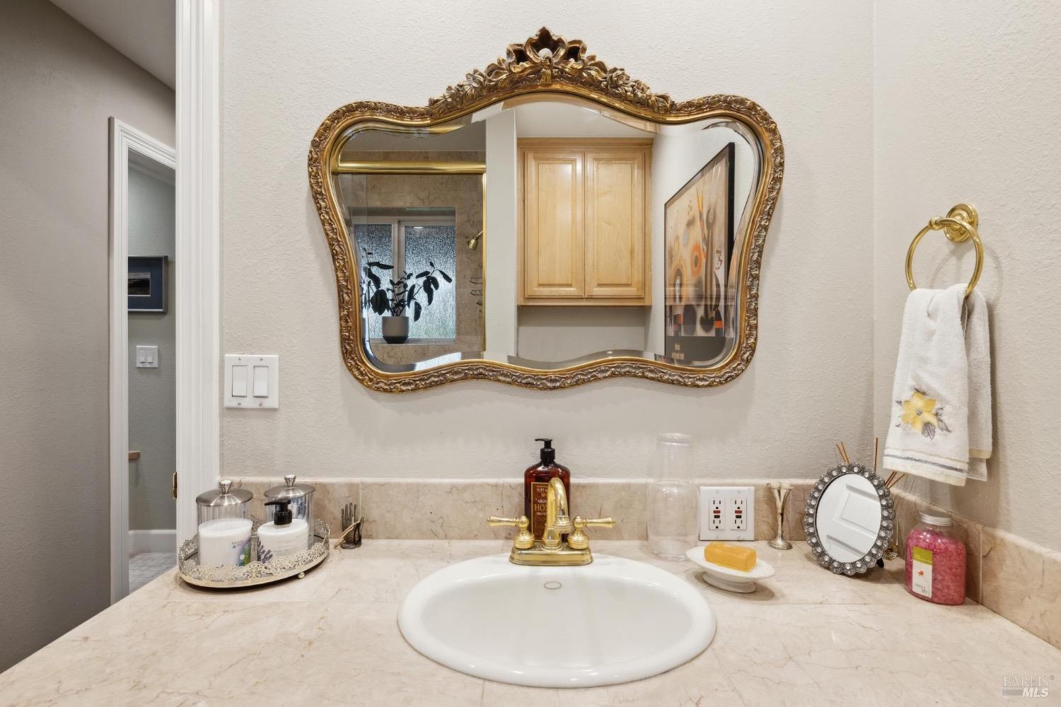 4560 Lovall Valley Loop Road Sonoma, CA 95476 - Photo 49 of 95 a bathroom with a sink mirror and vanity