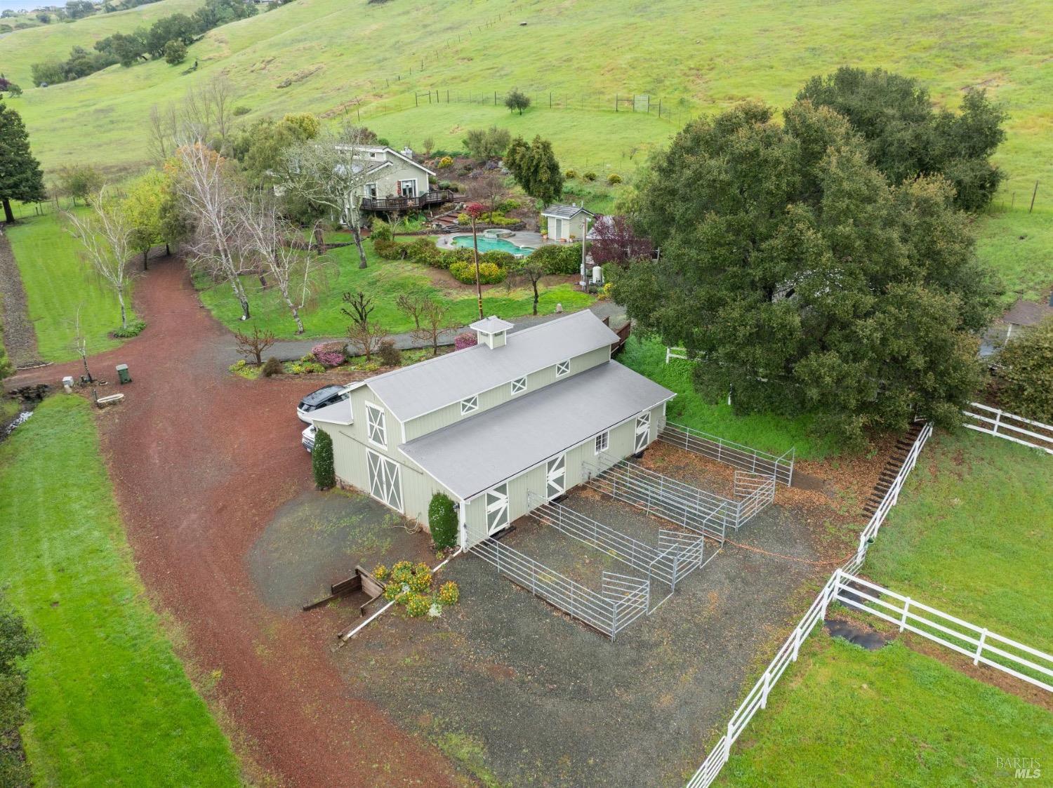 4560 Lovall Valley Loop Road Sonoma, CA 95476 - Photo 89 of 95 an aerial view of a house with a yard basket ball court and outdoor seating