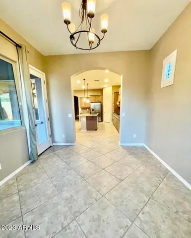 a view of a livingroom with a chandelier
