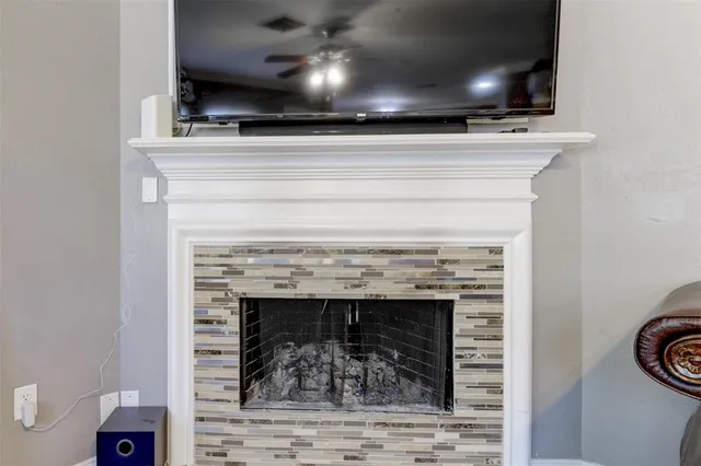 a close view of a fireplace