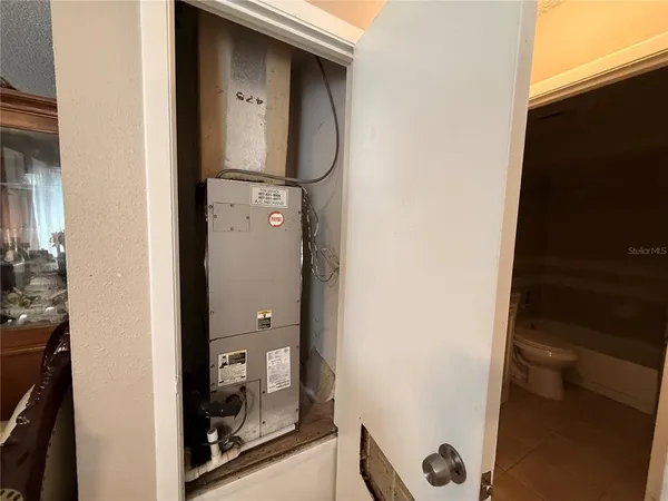 a close view of water heater room