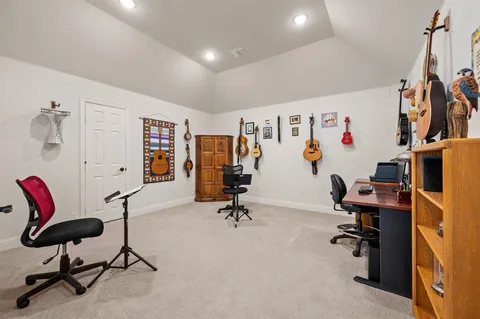 a view of a workspace with gym equipment