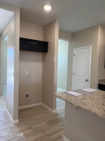 a view of a kitchen cabinets