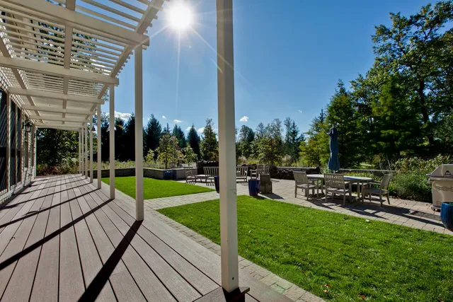 a view of a roof deck with couches