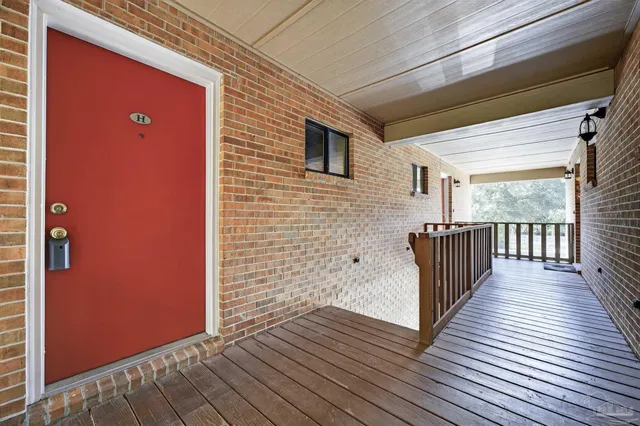 a view of a wooden door