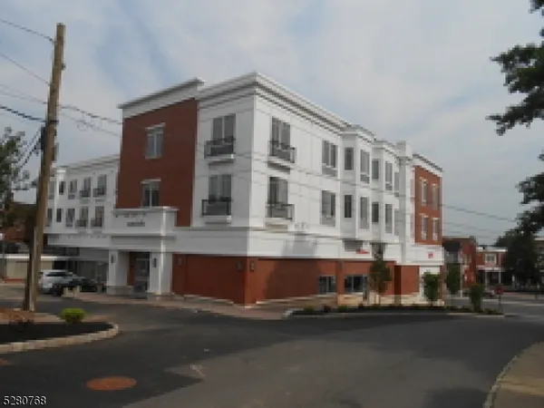 a front view of a building with street