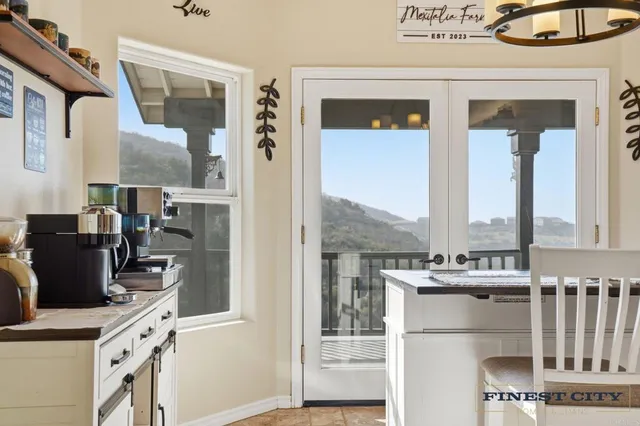 a room with furniture and a bathroom