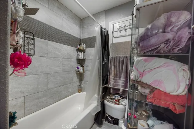 a bathroom with a bathtub