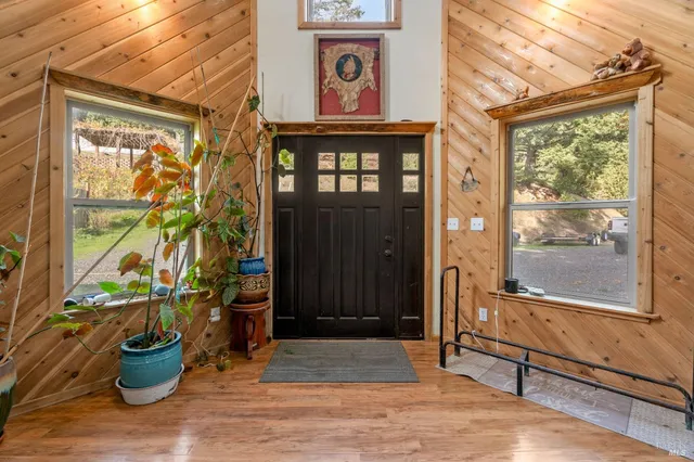 a potted plant sitting in front of a building