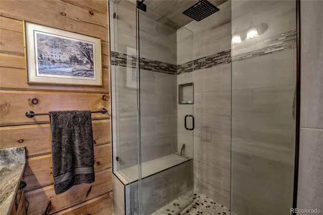 a bathroom with a shower