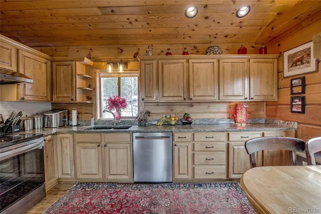 a kitchen with lots of counter top space