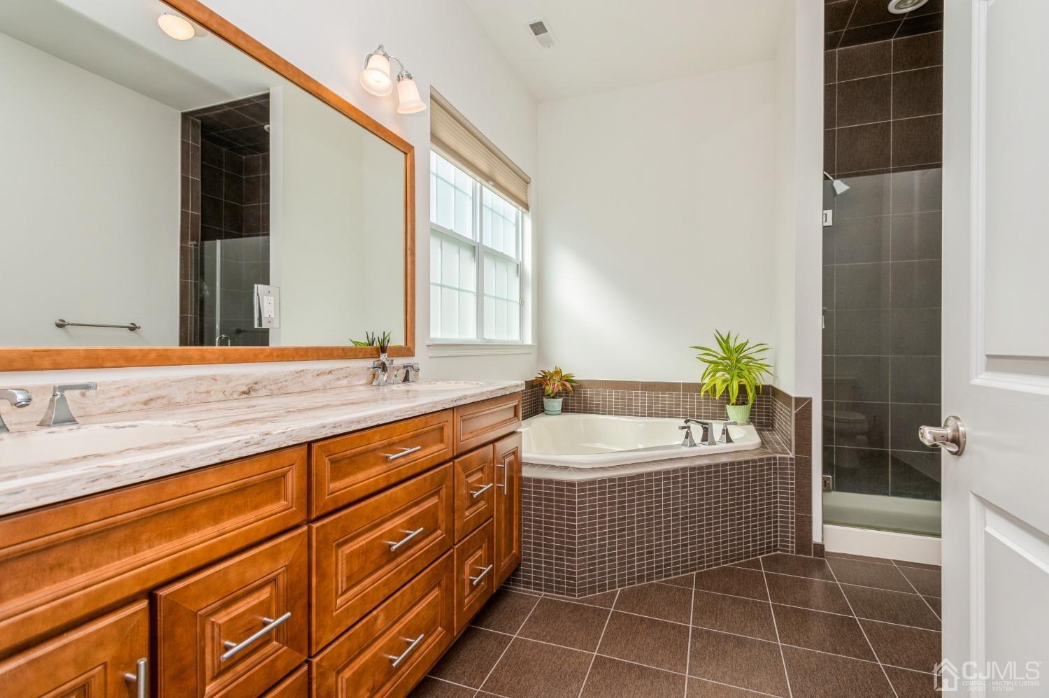 114 Riviera Drive Monroe Township, NJ 08831 - Photo 19 of 40 a bathroom with a sink a bathtub and a shower