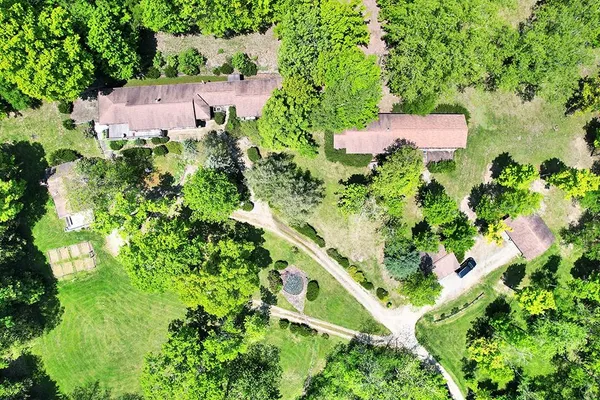 an aerial view of a house