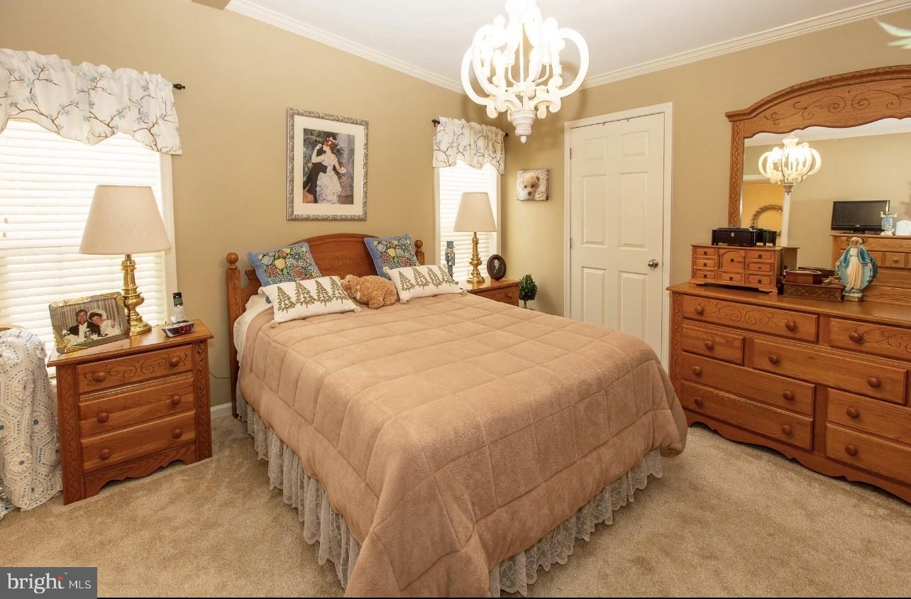 66 Random Road Douglassville, PA 19518 - Photo 12 of 27 a spacious bedroom with a bed and a chandelier