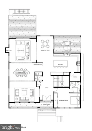 a black and white photo of a living room