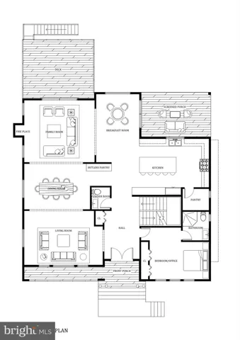 a black and white photo of a living room