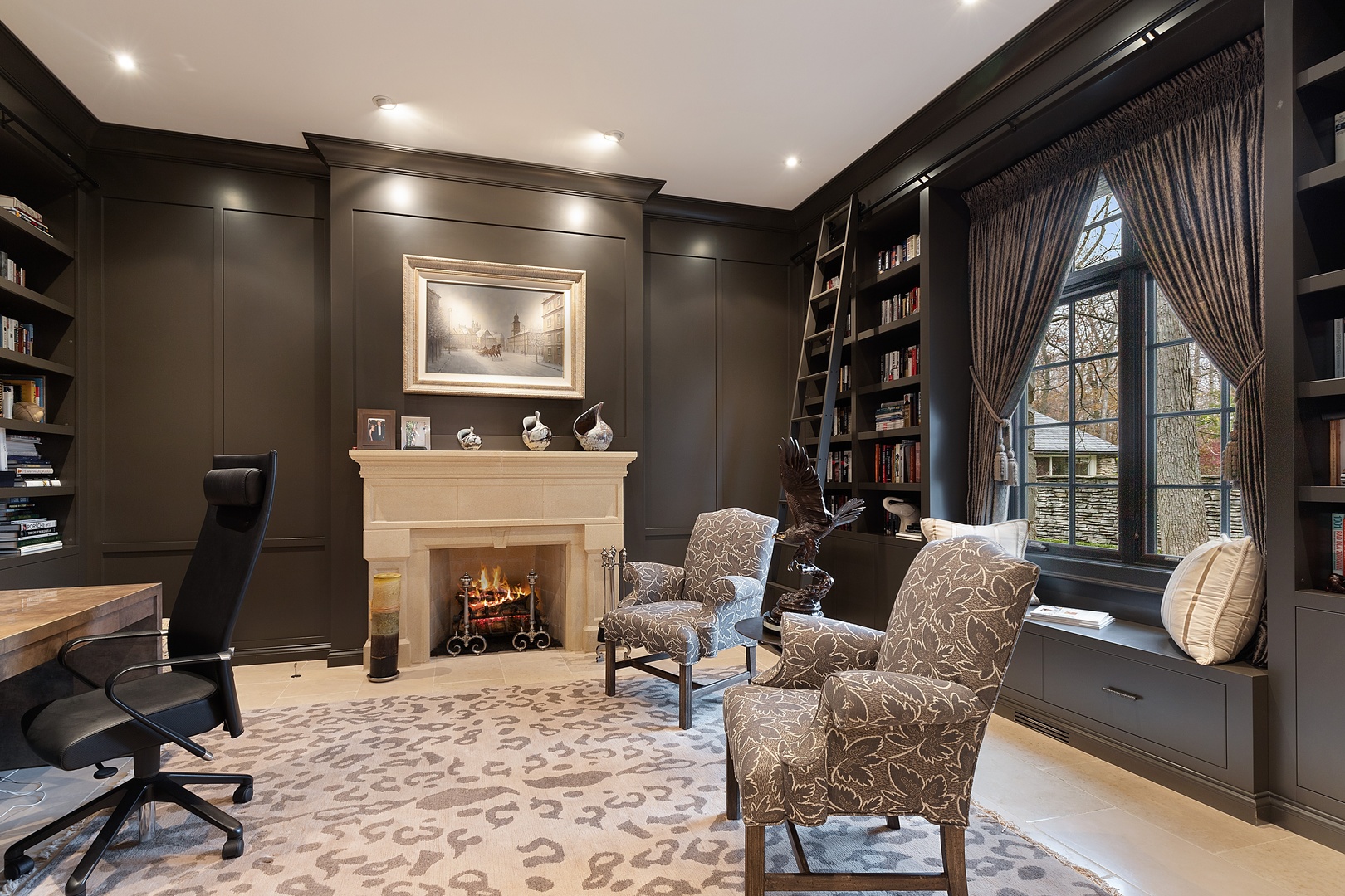 956 Ringwood Road Lake Forest, IL 60045 - Photo 14 of 33 a living room with furniture a fireplace and a flat screen tv