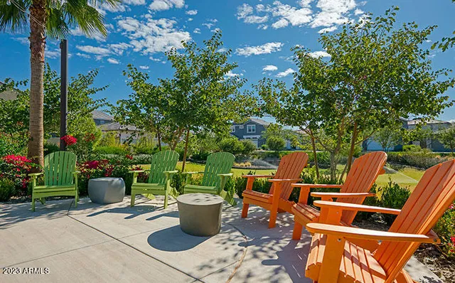 a view of a building with a garden