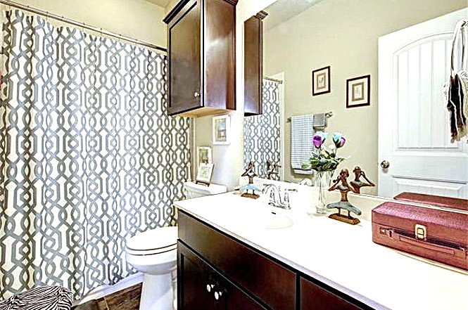 14001 Avery Ranch Boulevard, Unit 801 Austin, TX 78717 - Photo 11 of 26 Step into this well-appointed bathroom, featuring a functional vanity with a sleek countertop and ample storage below.