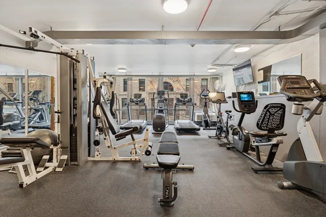a view of a room with gym equipment