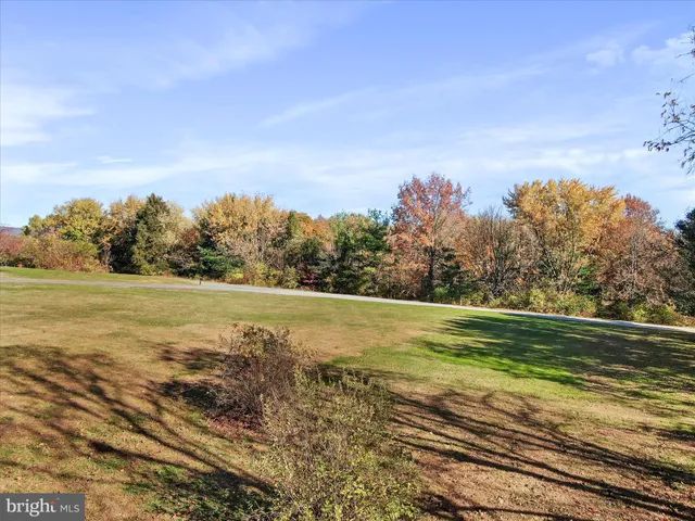 a view of a yard with an ocean view