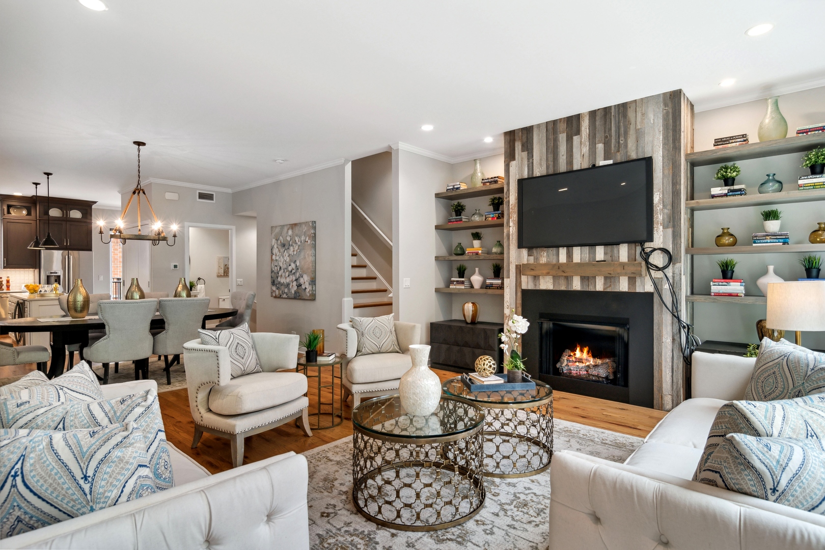 1648 South Prairie Avenue, Unit 4 Chicago, IL 60616 - Photo 8 of 30 a living room with furniture a flat screen tv and a fireplace