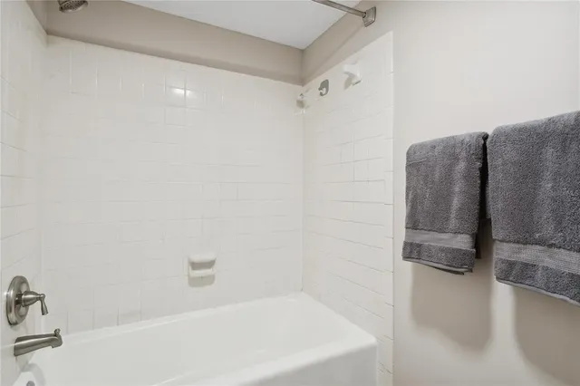 a bathroom with a bathtub