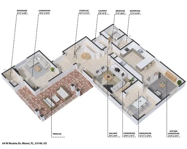 $5,495,000 | 164 West Mashta Drive, Key Biscayne, FL 33149