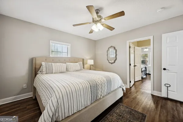 a view of a swimming pool and an outdoor space