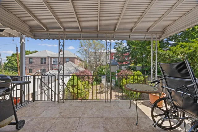 a patio with an outdoor space
