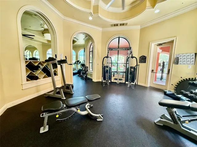 a view of a room with gym equipment