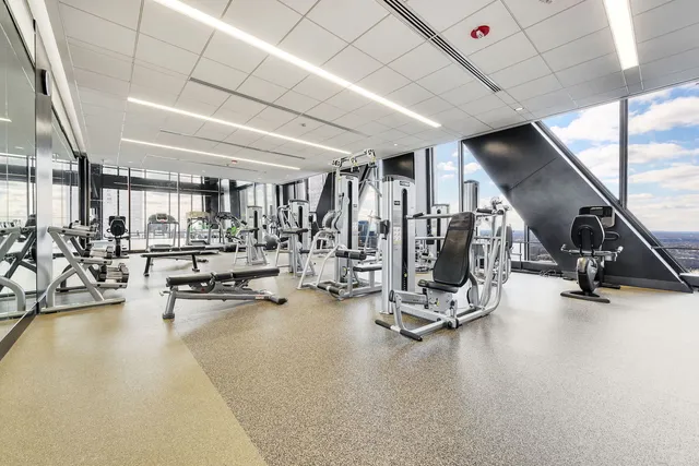 a view of a room with gym equipment