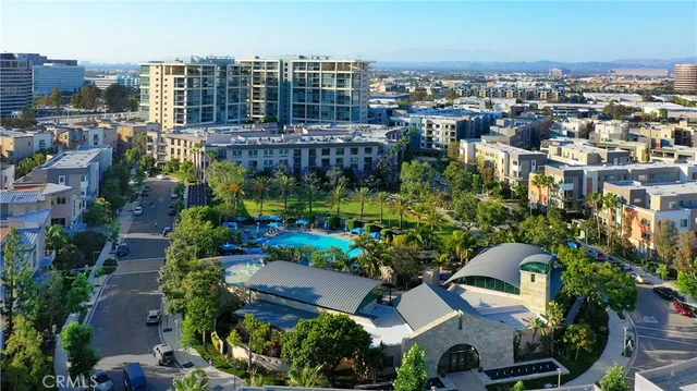 a view of a city and tall buildings