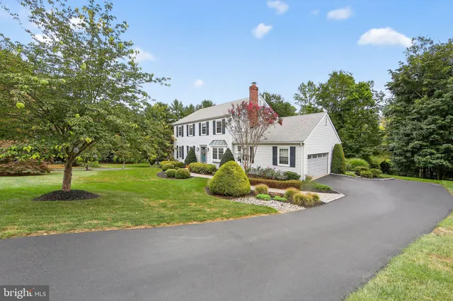 a view of a house with a yard and potted plants