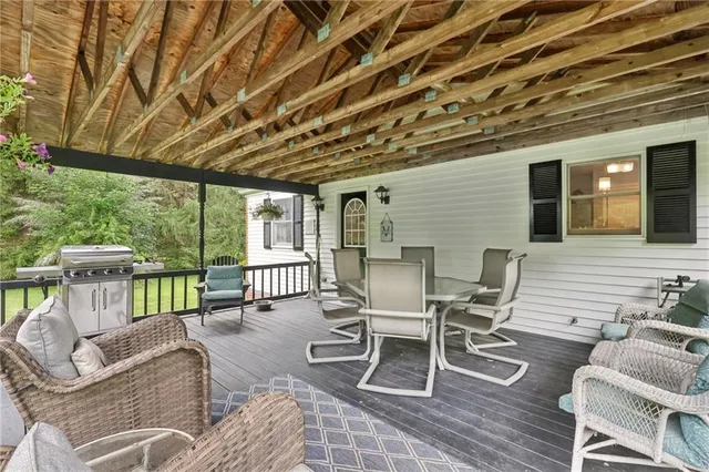 a balcony with furniture