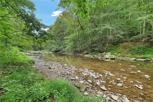 a view of lake with green space