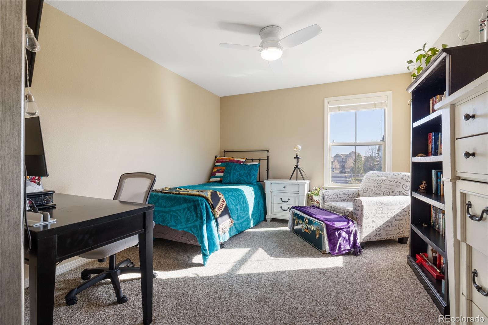 10681 Sundial Rim Road Highlands Ranch, CO 80126 - Photo 28 of 45 a bedroom with a bed and a desk