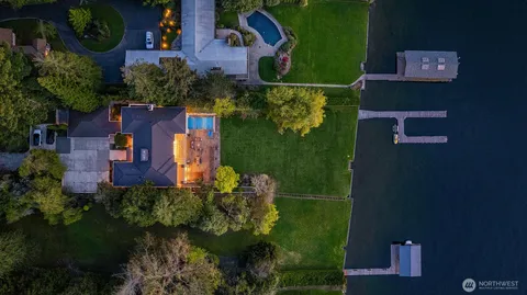 an aerial view of a house