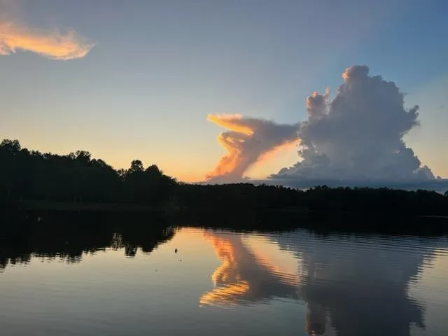 a view of lake from balcony