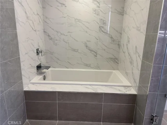 a bathroom with a bathtub