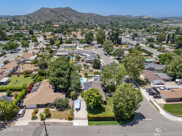 an aerial view of a residential houses