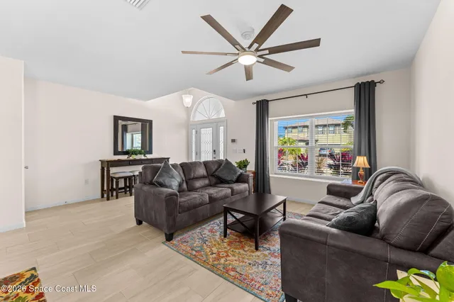 a living room with furniture