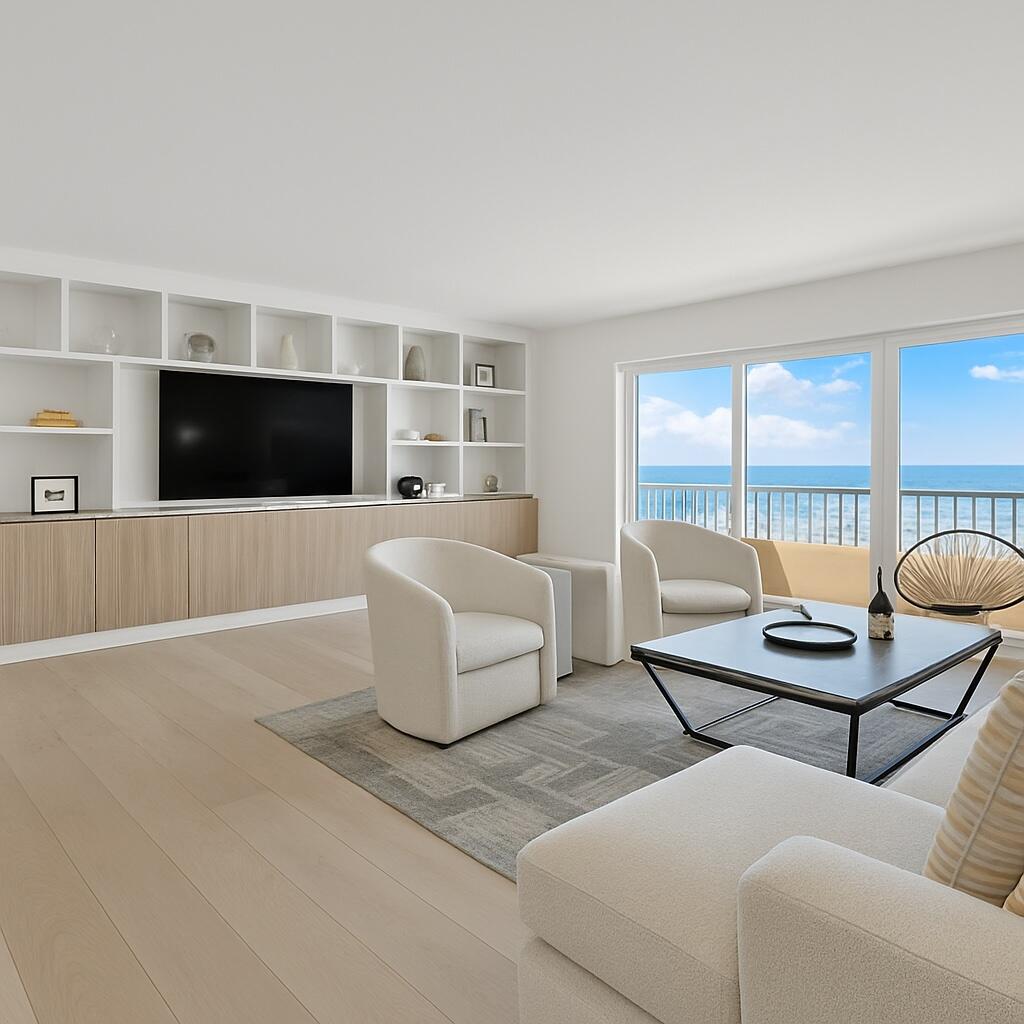 600 South Ocean Boulevard, Unit 802 Boca Raton, FL 33432 - Photo 2 of 27 a living room with furniture and a flat screen tv