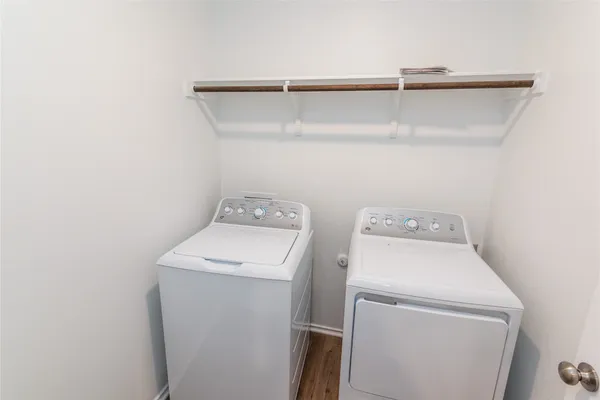 a utility room with dryer and washer