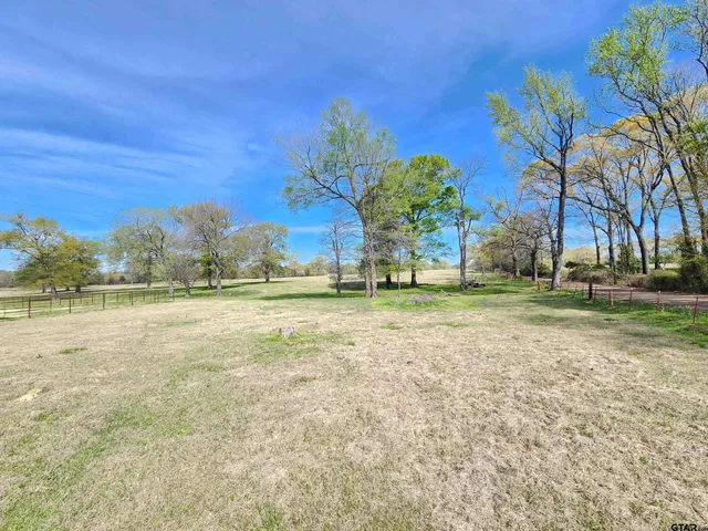 a view of a field of grass and trees