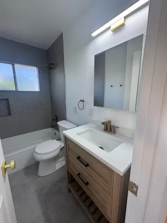 a bathroom with a toilet a sink and mirror