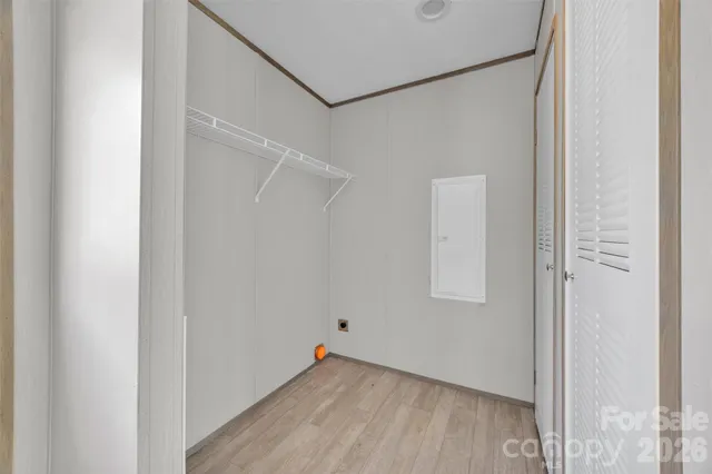 a view of a room with a window