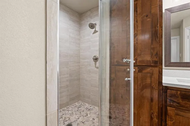 a bathroom with a shower